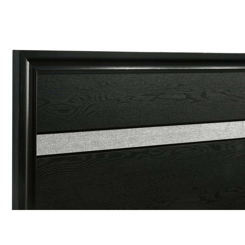 Lit simple à panneau avec rangement Urbana, Noir