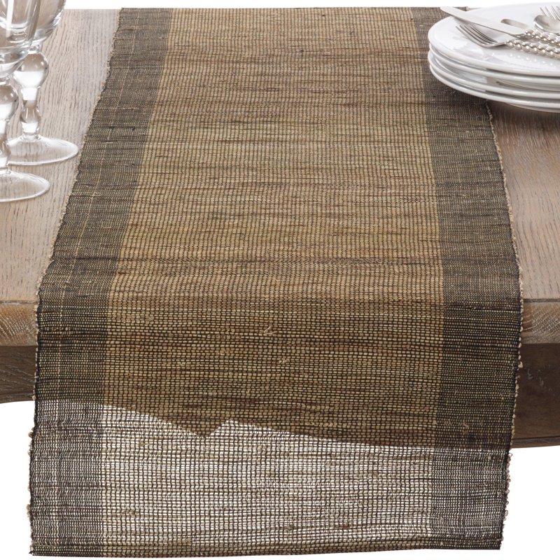 Natural Brown Linen Woven Nubby Table Runner