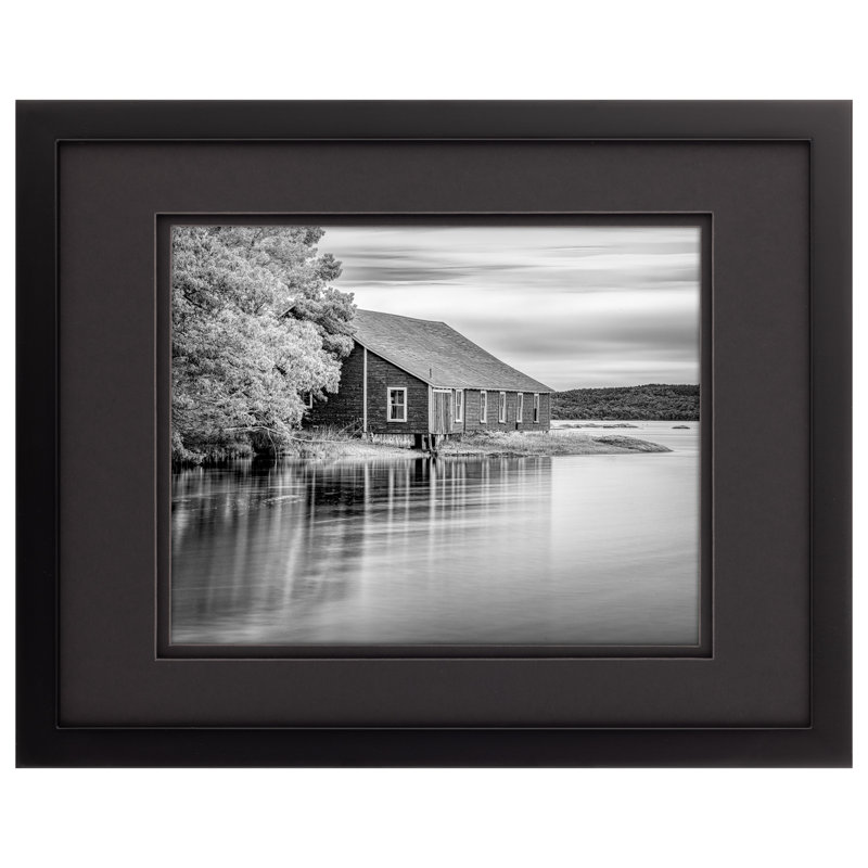Gallery Solutions Black Wall Mount Or Tabletop Picture Frame With Double Black Mat, 11" x 14", 8" x 10"