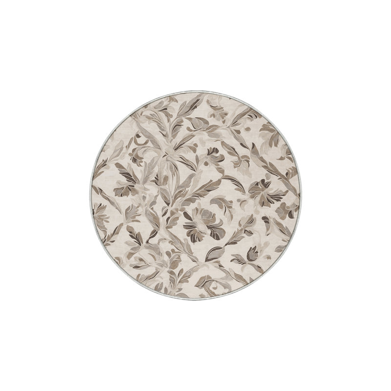 Tapis beige lavable à la machine, Rond 4 pi