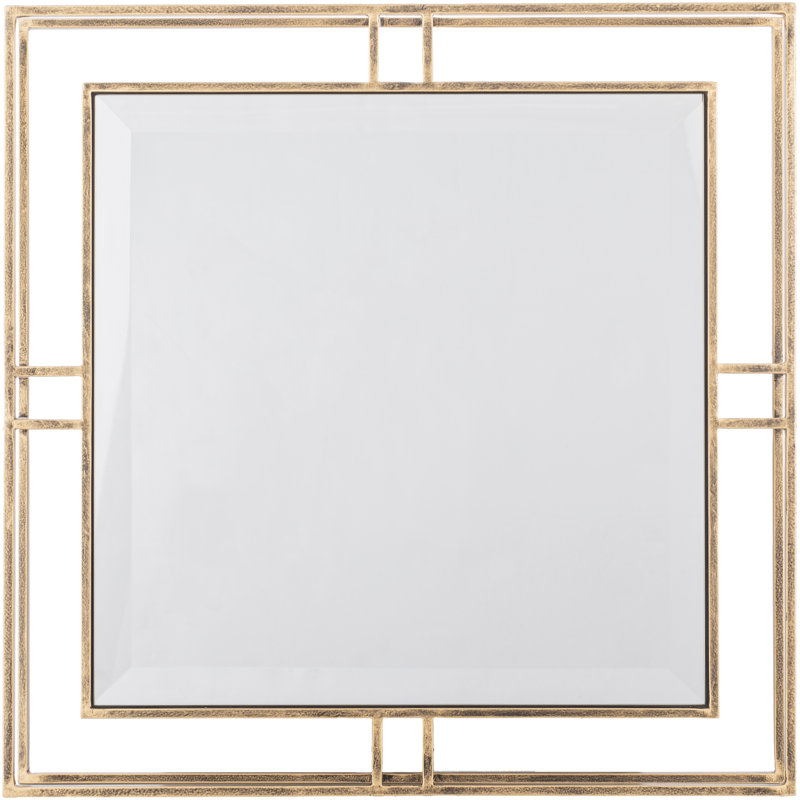 Rectangular Gold Iron Wall Mirror 18" x 18"