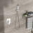 Dual Shower Head Kit - 16" Square Ceiling Mount System In With -Balanced Valve, Rainfall And Handheld, Easy Installation Noise Resistance 16 Inch & Cleanliness