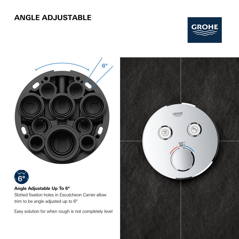 GROHE Grohtherm SmartControl Dual-Function Shower Thermostatic Valve Trim, Brushed Cool Sunrise