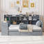 Lit de jour simple en bois gris avec 3 compartiments de tiroir et des tiroirs de bureau, ports de charge en pin massif pour le style de la chambre-153023515-153023514