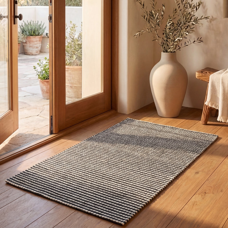 Shemena Hand Woven Performance Solid Color Rug, Rectangle 3' x 5'