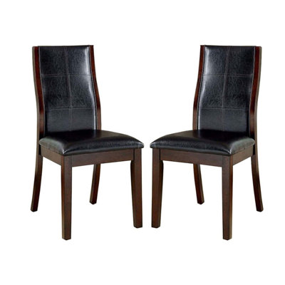 Ensemble de chaises d'appoint de salle à manger de style transitionnel avec siège rembourré en similicuir à dossier incurvé unique