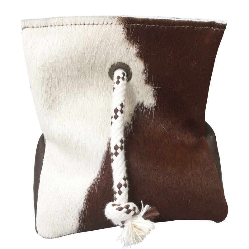Tyra Cowhide Floor Door Stop, Brown/White