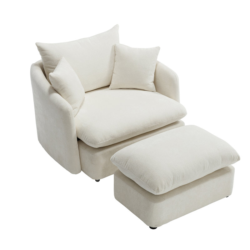 Chaises d'appoint confortables et surdimensionnées en chenille, conception pivotante pour le salon