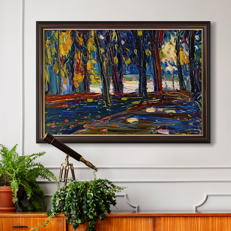 Autumn Study, 1908-Wassily Kandinsky-Custom Framed Canvas, 24x34 INNER SIZE, Framed Canvas, Walnut Gold Lip