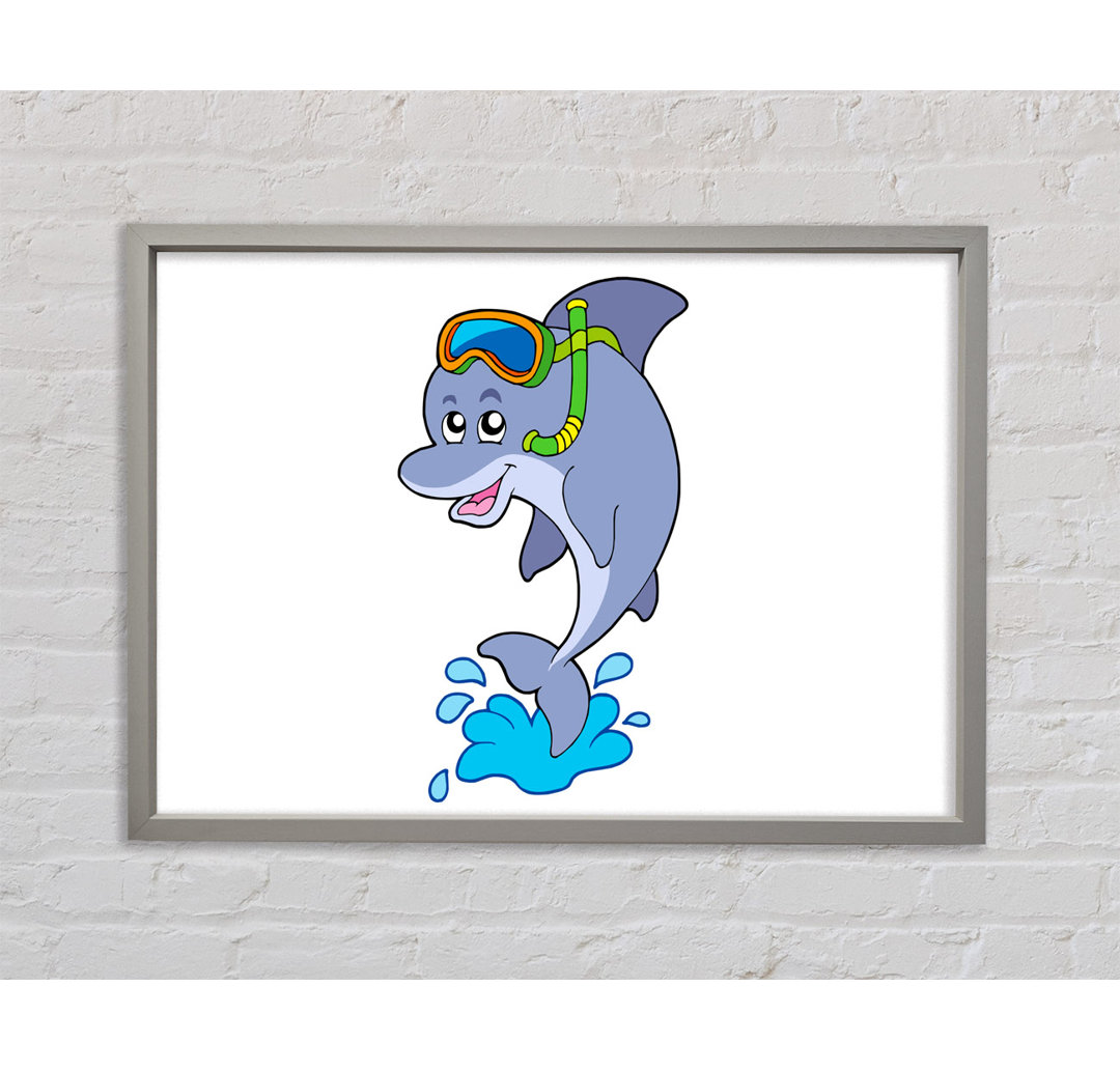 Gerahmtes Leinwandbild Snorkeling Dolphin Baby Blue