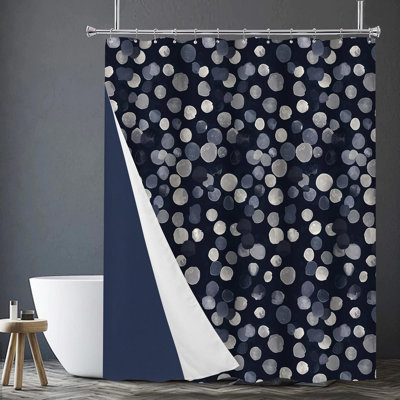 14PC Navy Confetti Shower Curtain Set