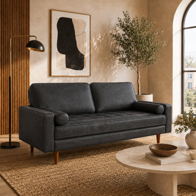 Aisha 70" Faux Leather Square Arm Loveseat