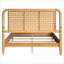 Structure de lit grand en bois massif avec tête de lit en similicuir tissé, érable caramel pour la chambre principale