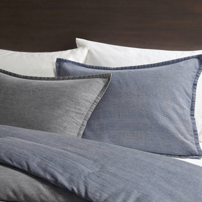 Twin/Twin Xl 2Pcs Comforter In Blue, 100% Cotton Twill Washed, For Softness And Versatility, All , Breathable Washed , Blue Color, Cotton, Cozy Feel, Versatile Design, Easy Maintenance