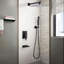 Modern Black Wall Mount Shower Faucet System with Rainfall Shower Head and Handle Set