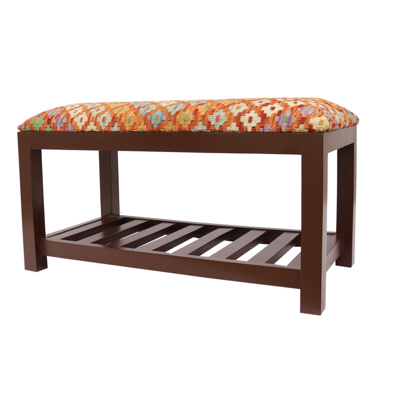 Banc de rangement rembourré avec tablettes