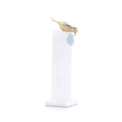 Brass Bird Sculpture On Selenite Roost II