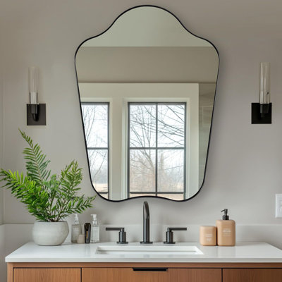 Miroir de salle de bain Contemporary Cadre en acier inoxydable