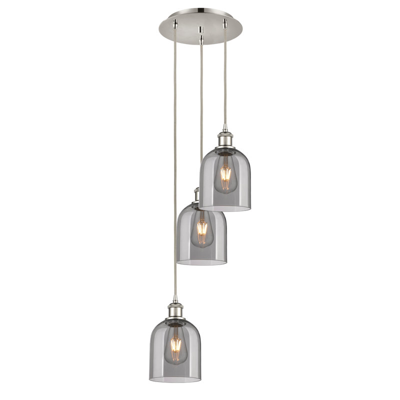 Odaniel 3 - Light Cluster Pendant, Light Smoke, Polished Nickel