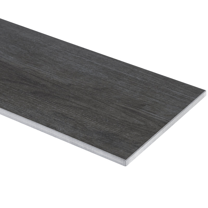 Harmony Grove 8'' W x 36'' L Porcelain Wood Look Singular Tile, Oak Charcoal