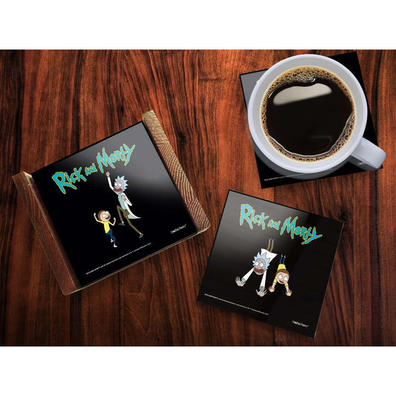(Symboles) Ensemble de sous-verres en verre Starfire, Rick et Morty / Personnages