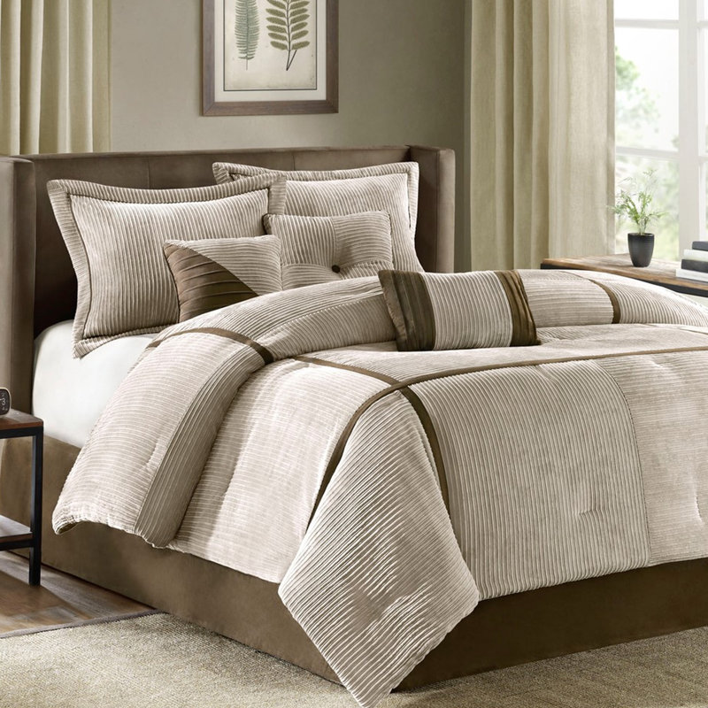 Édredon en velours côtelé Taupe - Doux et confortable nuits 7 literies de style confort