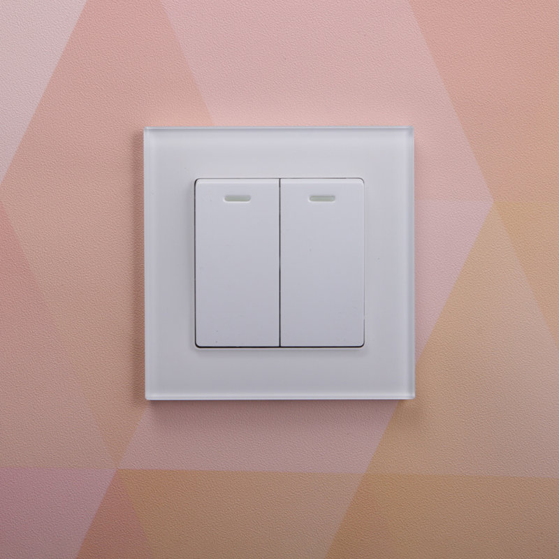 Crystal PG 2 Gang Rocker Light Switch White, White