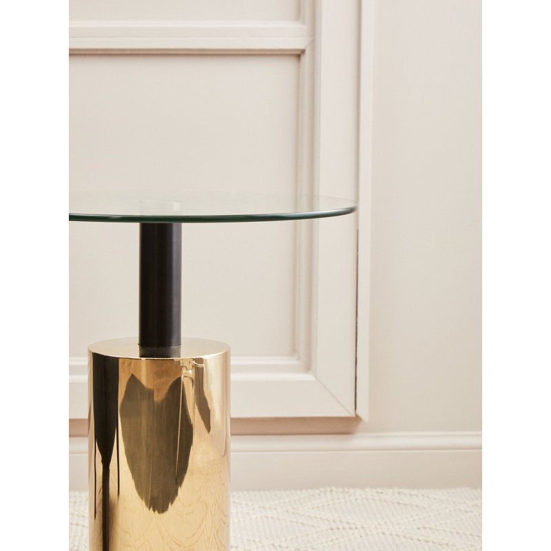 Bhodi Glass Top End Table, Gold