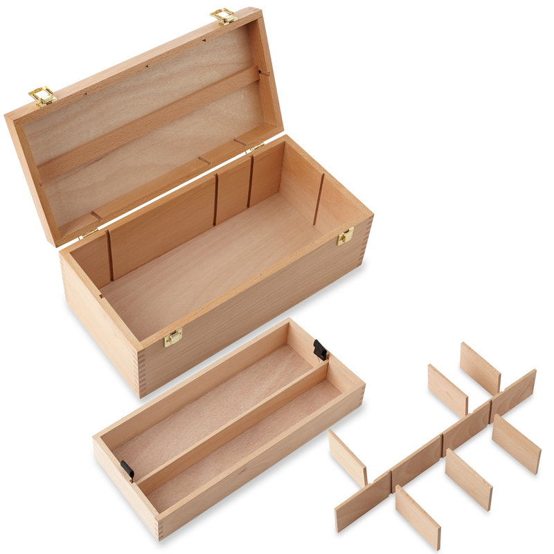 Large Beechwood Art Supply Storage Box