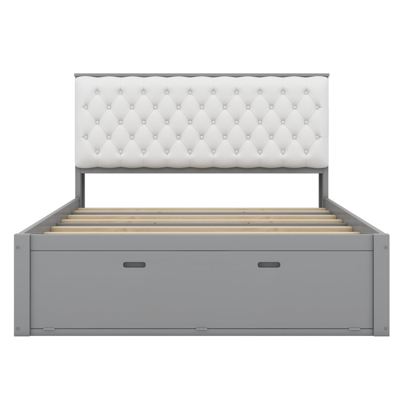 Lit plateforme tapissier Duperne, Gris