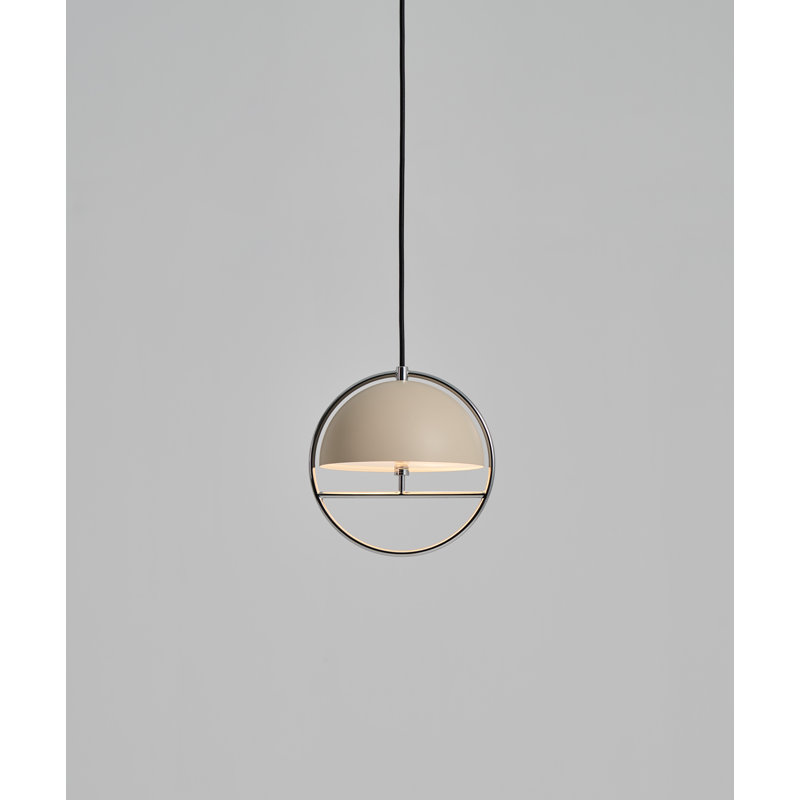 Huan 1 - Light Pendant, 9.1" H x 8.9" W x 7.9" D, Oatmeal, Chrome