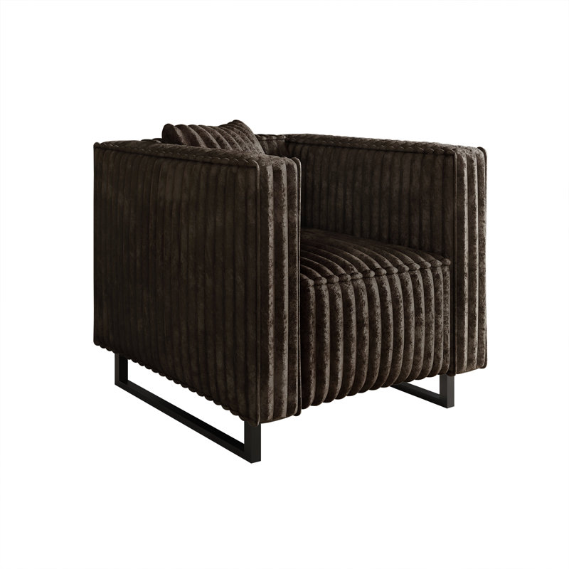 CHAISE EN VELOURS BRUN, Brun