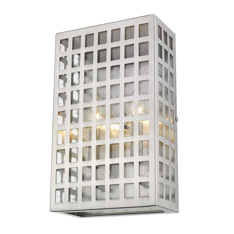 Plafonnier encastré d'extérieur 2 lumières Hobbs, Nickel satiné