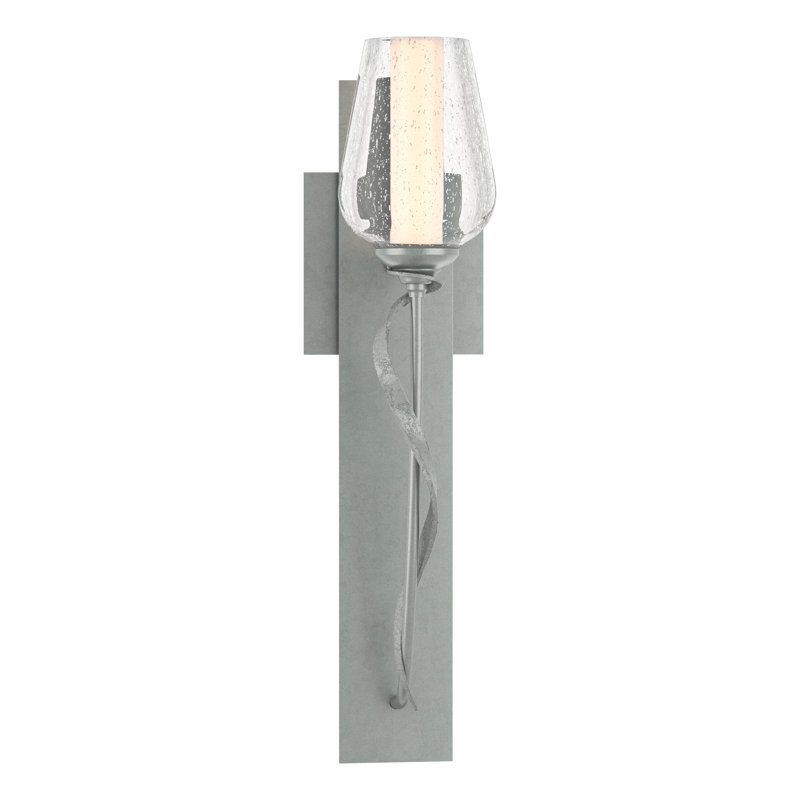 Flora 1 - Light Armed Sconce, Vintage Platinum, Seeded Clear/Opal White