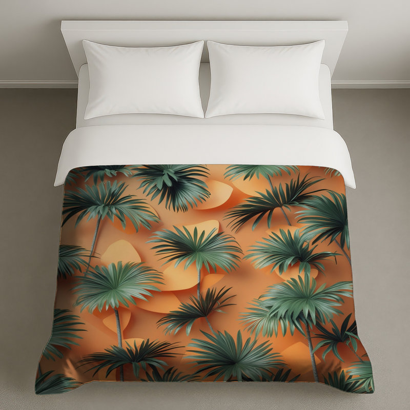 Housses de couette feuilles de palmier tropicales, Lit simple