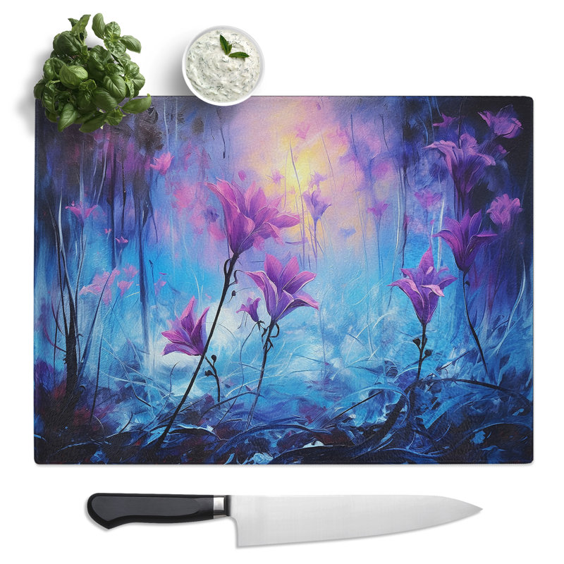 Bluebell Flower Abstract No.2  Glass Chopping Board