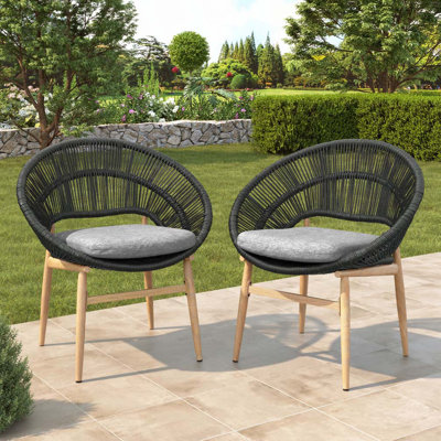 Chaise d'extérieur en osier de style papasan
