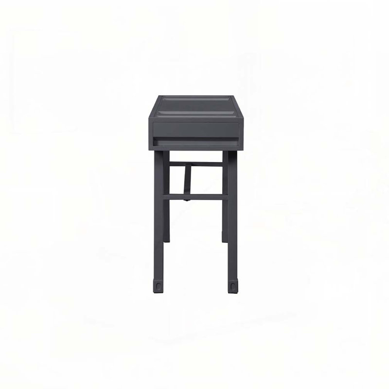 Metal Vanity Desk with One Drawer, Gunmetal, Gunmetal