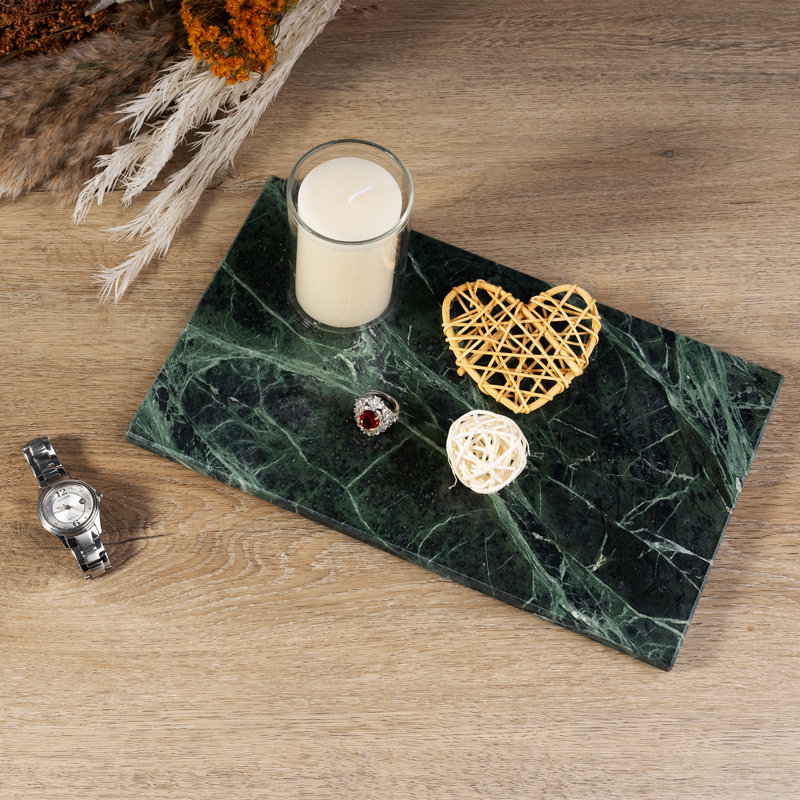 Plateau rectangulaire en marbre naturel Guein, vert indien