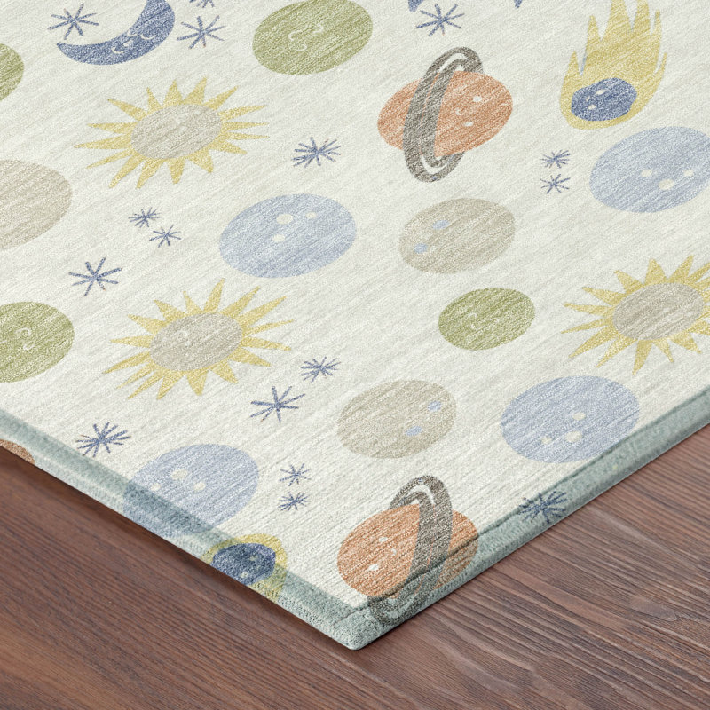 Machine Washable Indoor/Outdoor Chantille ACN2581 Kids Rug, 8' x 10', Ivory
