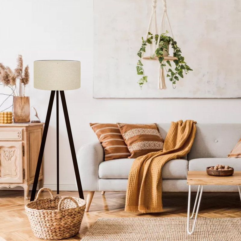 Modern Scandinavian Floor Lamp, Beige Color, 55.1 inches Tall | 100% PVC Shade with MDF Legs | E27 Socket, Max 40W | Stylish and Functional Lighting for Home, Office & Country Decor | Perfect for Cozy Ambiance