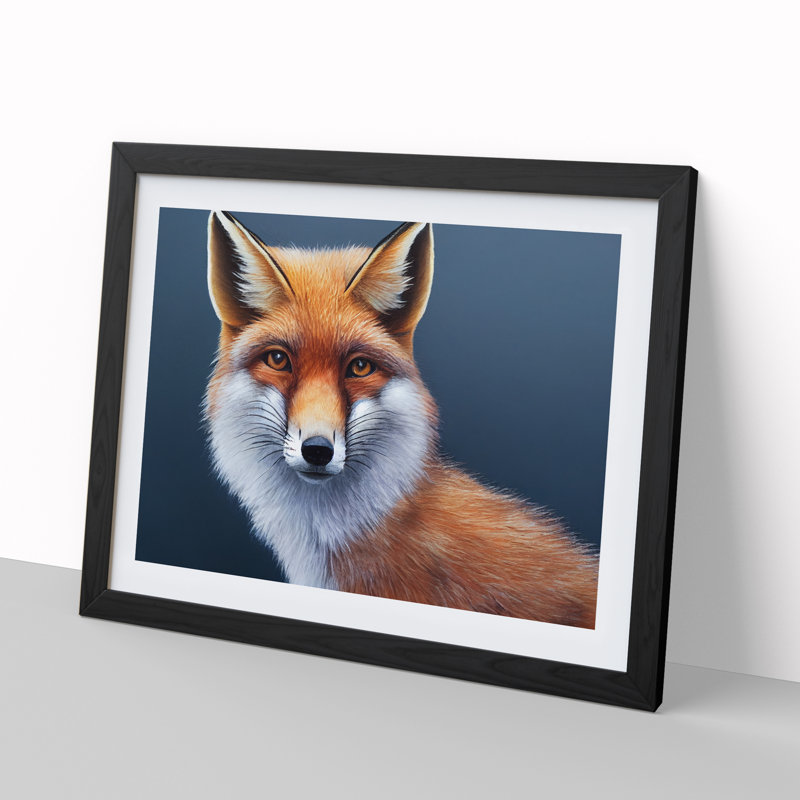 Electrifying Fox - Single Picture Frame Painting, Black , 34cm H x 46cm W x 2cm D