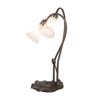 16" High White Pond Lily 2 Light Accent Lamp