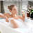63" Freestanding Soaking Bathtub, Glossy White, Solid Surface, Contemporary Bathroom Use, Overflow And Pop - Up Drain, Ergonomic Design For Back, Thermal Conductivity Tub, Engineered Stone, Decor,