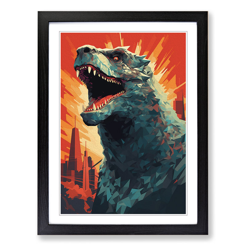 Godzilla Geometric Art - Framed Print