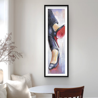 «Crossed Legs and High Heels - Blue Woman», reproduction d'art encadrée