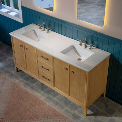 Lyon WOODBRIDGE Bathroom Vanity (36/48/60/72 Sizes Available) – Sink with Engineered Stone Top, Pre-drilled for Widespread Faucets, Solid Wood Frame & Drawers, Fully Assembled and Ready for Installation