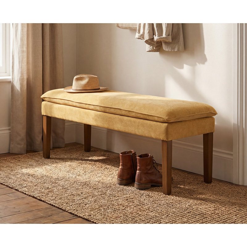 Upholstered Foam Bench, Chenille-Yellow