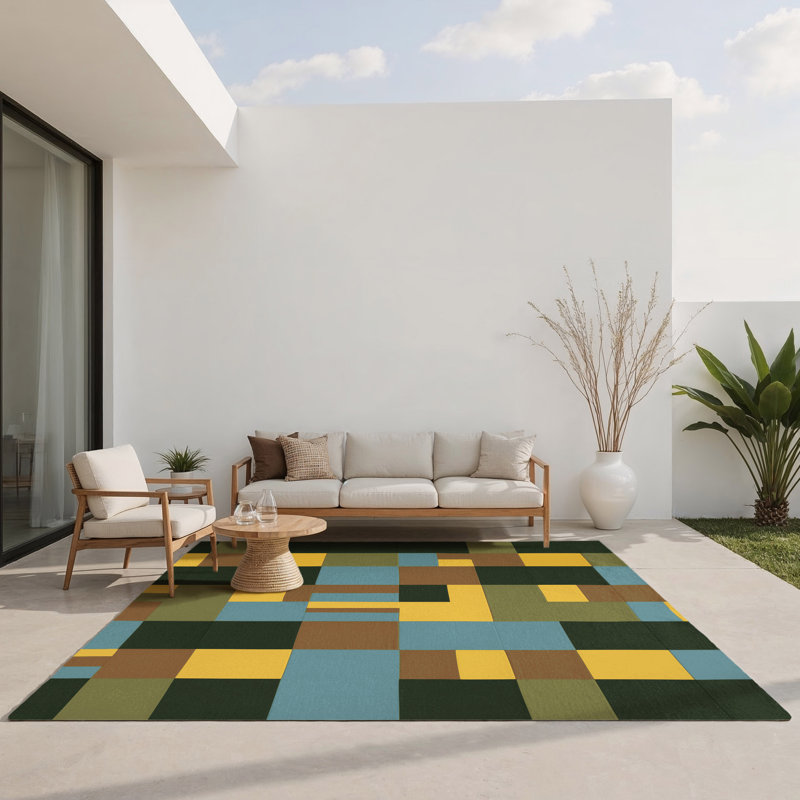 Cubic Earth Indoor And Outdoor Area Rug, Rectangle 2' x 3'
