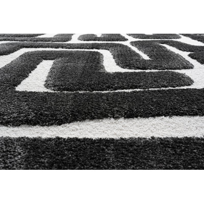 Luna Meara Black And Ivory Recycled Polyester Area Rug
